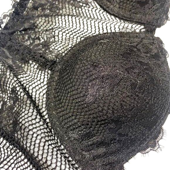 Bralet off shoulder size medium A-B cup size black lace sleeves - Picture 3 of 5